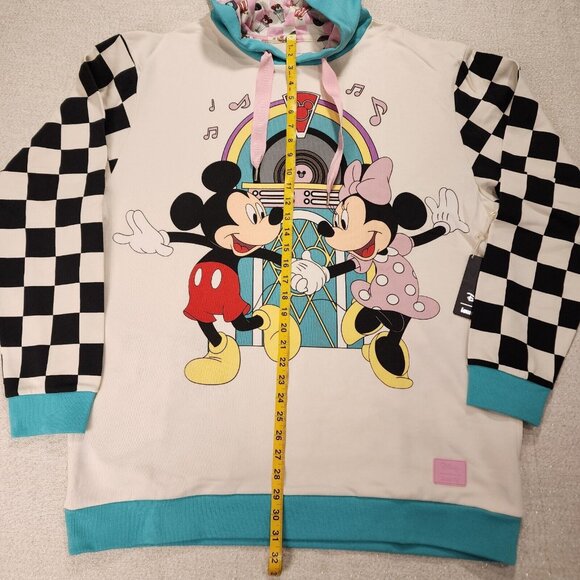 Loungefly Disney Mickey and Minnie Date Night Diner Jukebox Hoodie Unisex XL NEW - Picture 7 of 13